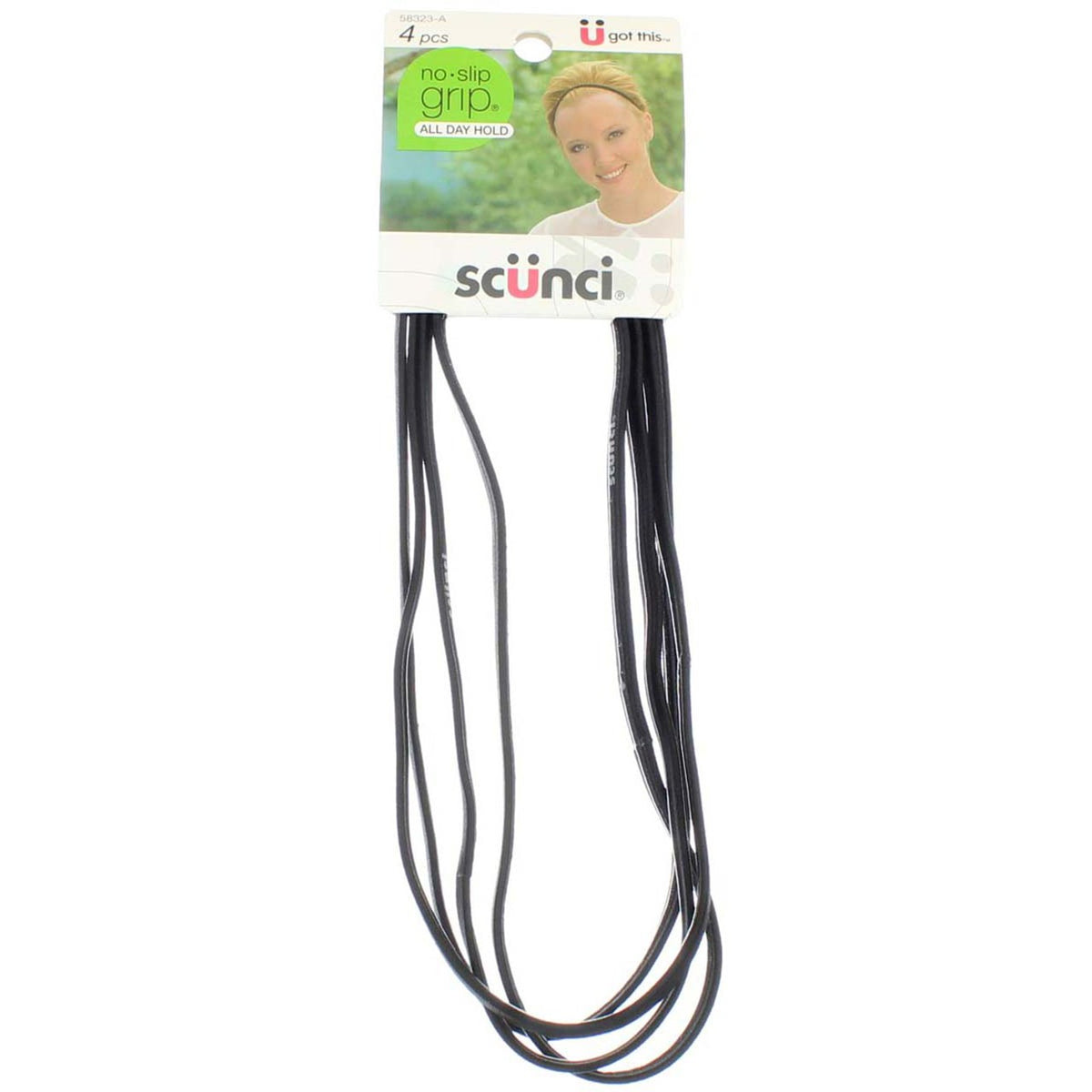 2 Pack Scunci No Slip Grip All Day Hold Hairbands, Dark, 4 Ct