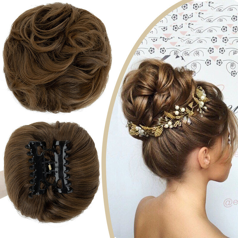 Clip-On Messy Bun Hair Piece Extension for Natural Updos - Blonde