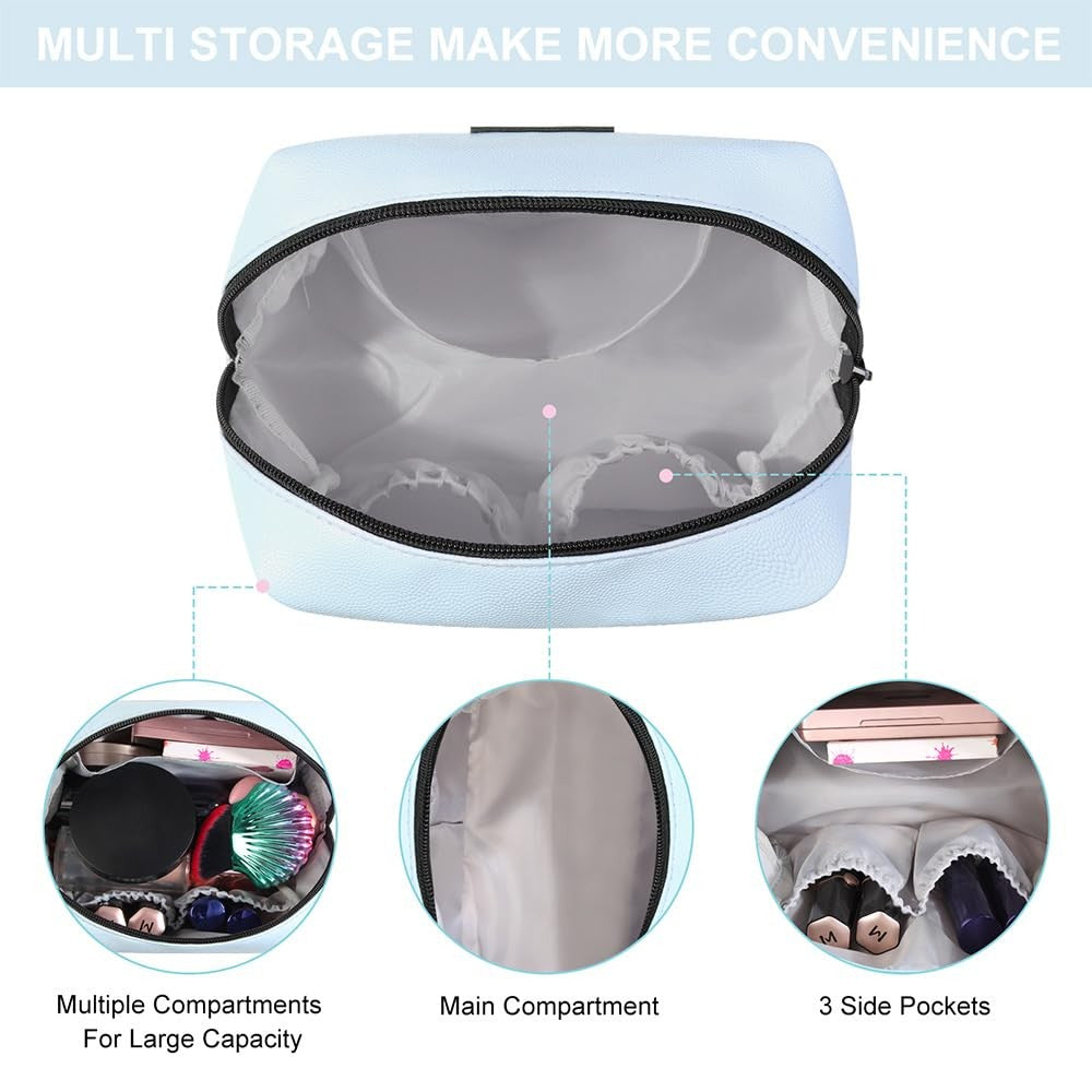 Small PU Leather Makeup Bag with Zipper Portable Cosmetic Pouch for Women