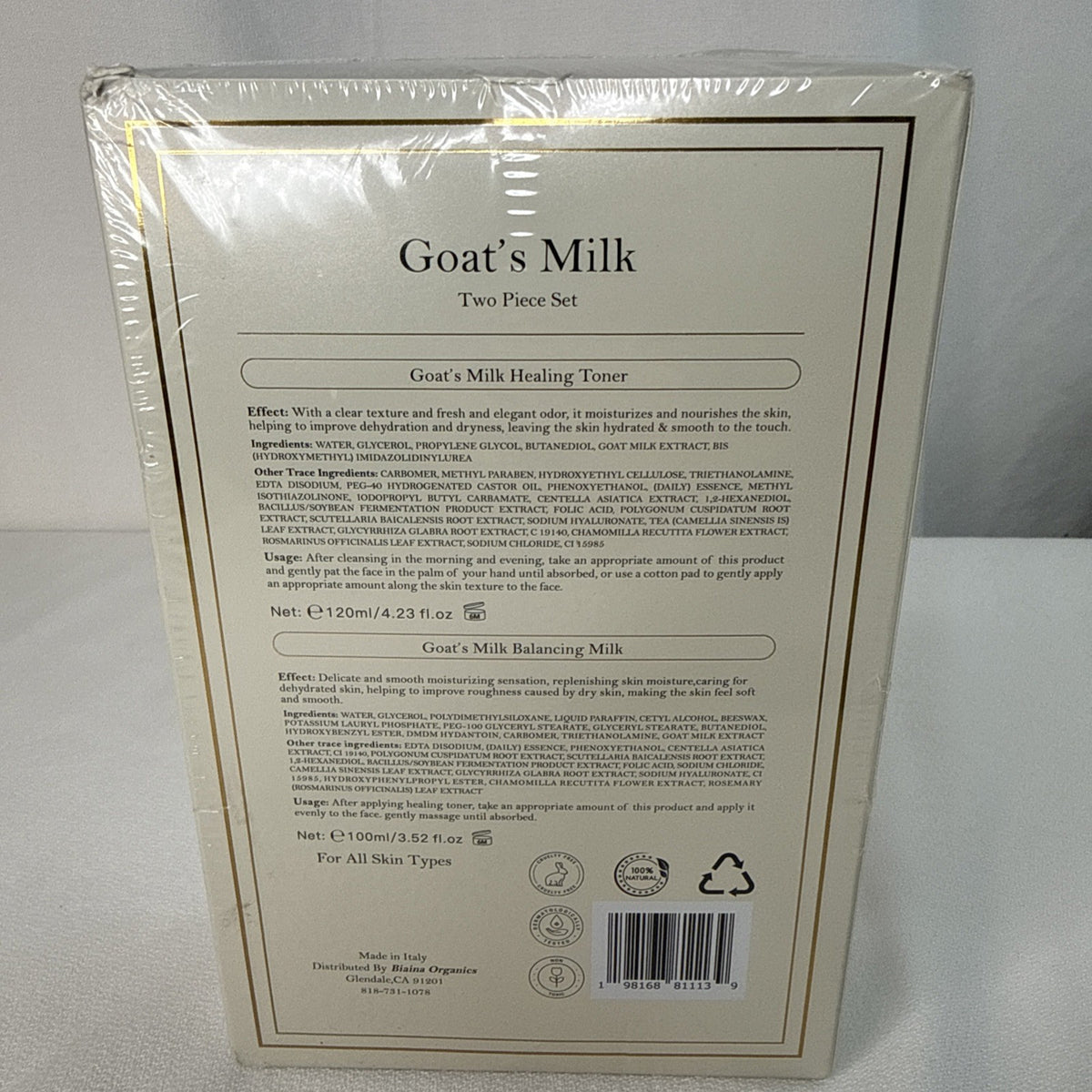 Biaina Organics Goat’s Milk Skincare Set - Healing Toner + Balancing Milk, 2 Pieces