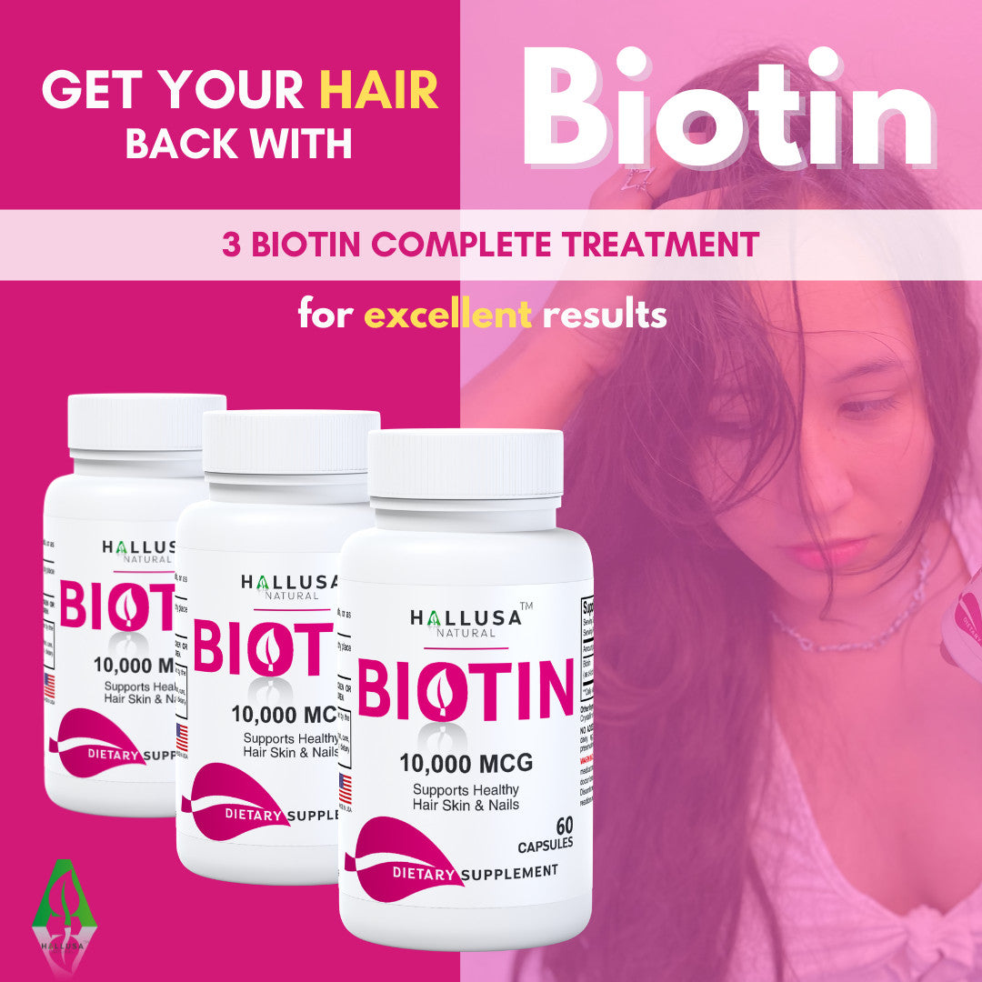 Biotin 10,000 mcg Capsules – Hair Growth & Nail Support, 60 Count
