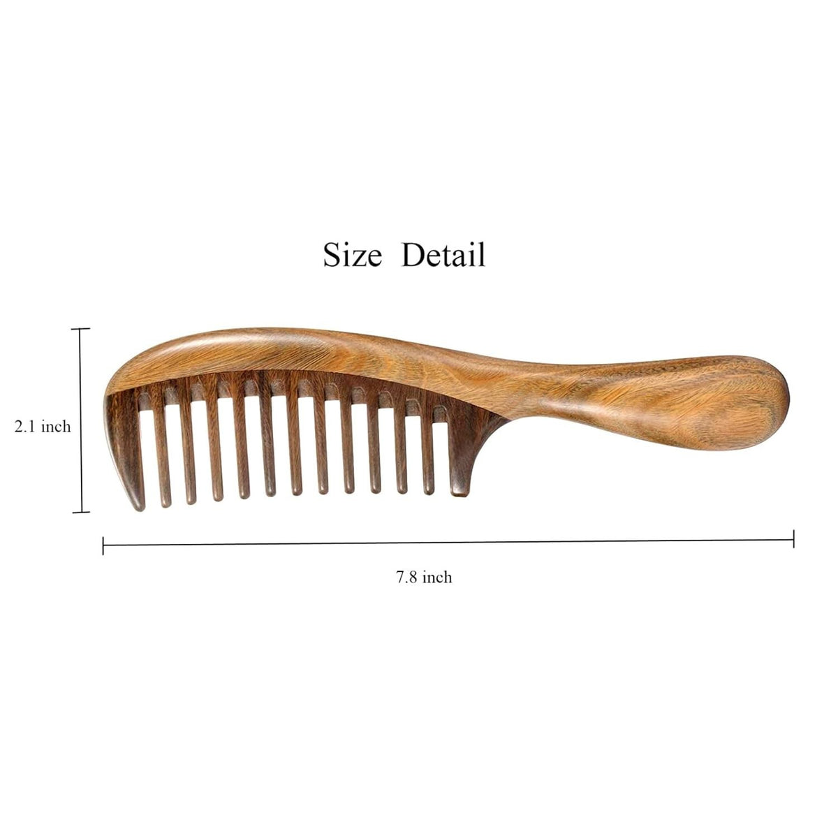 Natural Wooden Wide Tooth Comb for Curly Hair - Reduces Snagging & Breakage
