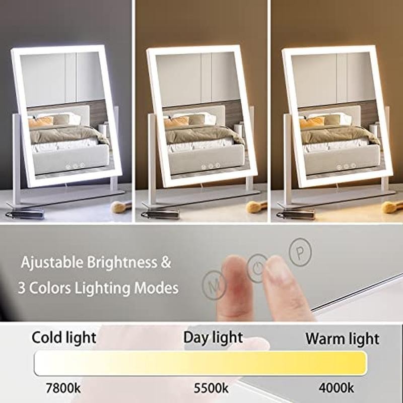 Lighted Makeup Mirror with 3 Color Lighting Modes - Vanity Mirror for Makeup Application