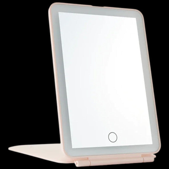 Mini Rechargeable Vanity Mirror with LED & Magnifiers - Portable, Dimmable Light