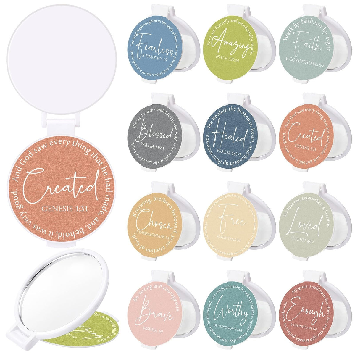Christian Compact Mirrors Set - 36 Portable Flip-Top Pocket Mirrors with Bible Verses for Women