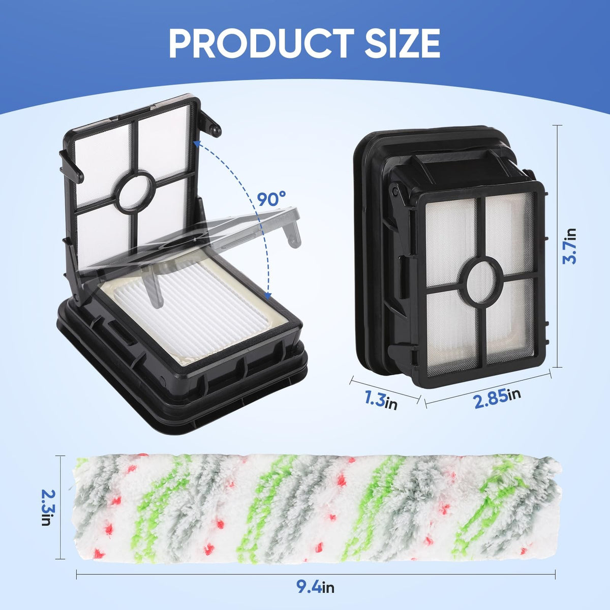Multi-Surface Pet Brush Roll & Vacuum Filter Replacement for Vacuum Cleaner
