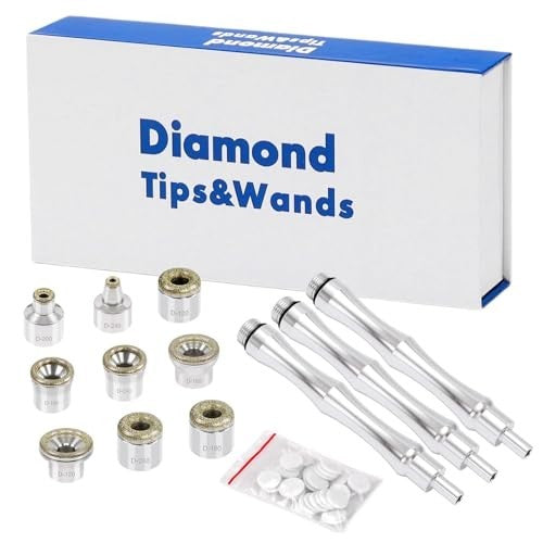 Dermabrasion Replacement Tips Set with 3 Wands and 20 Cotton Filters - Facial Skin Smoothing