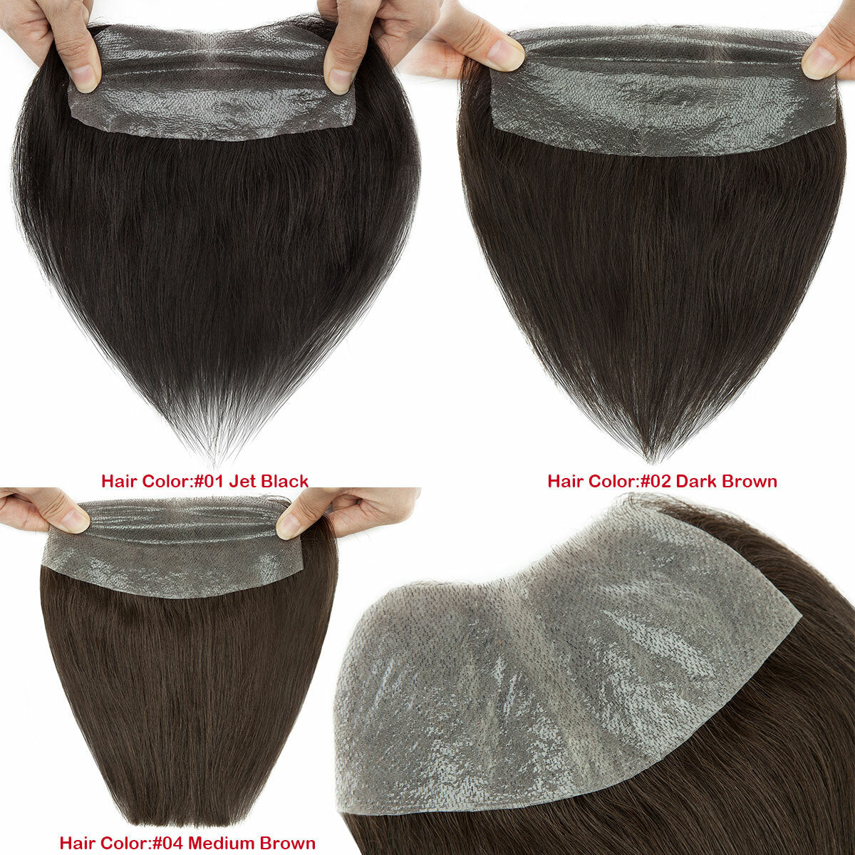 Men's Hair Replacement System Toupee with Skin-Like PU Base - Human Hair