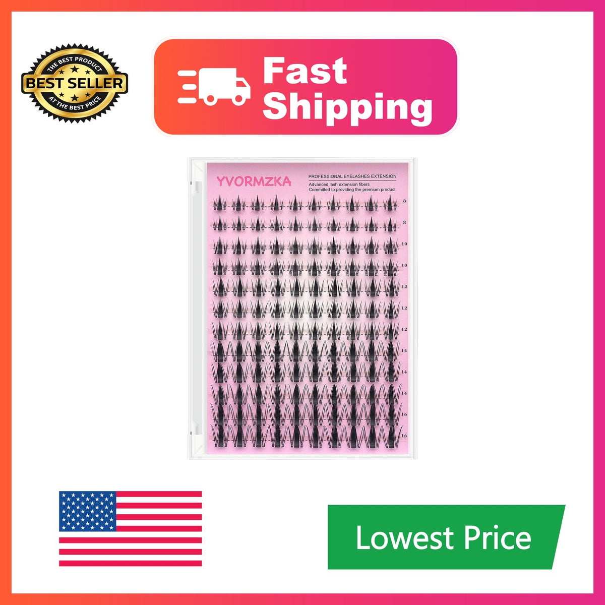 120Pcs Manga Lash Clusters Kit with Tweezers & Glue - Natural Wispy Fake Eyelashes