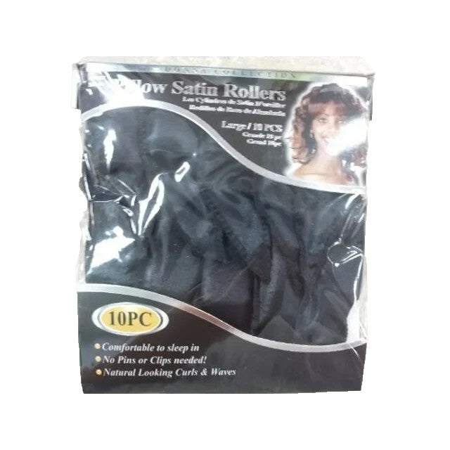 Donna Collection Pillow Satin Rollers Black 10 Count