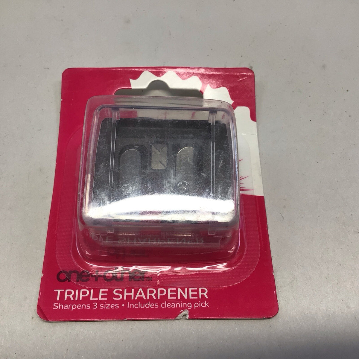 Triple Sharpener for 3 Sizes - Kitchen & Craft Tool with Cleaning Pick