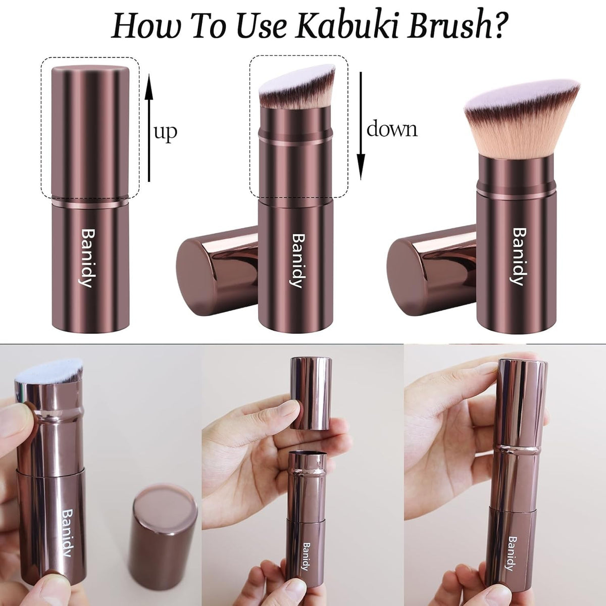 Retractable Makeup Brush with Soft Bristles for Liquid & Powder Application