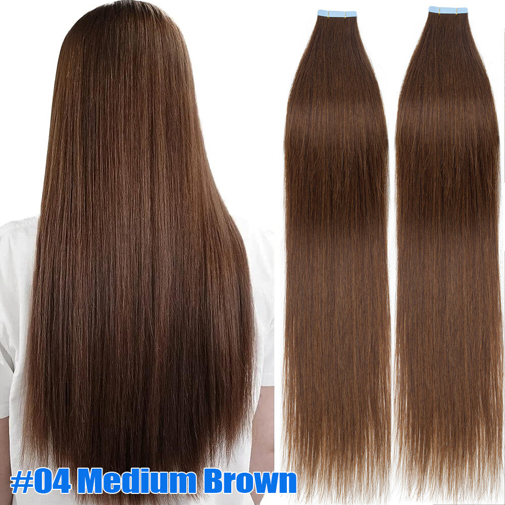 Tape-In Human Hair Extensions Full Head Ombre Remy Hair Weft 24 Inches