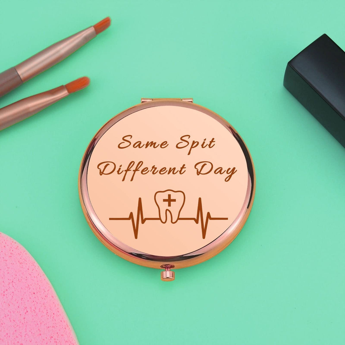 Compact Makeup Mirror for Dentists and Dental Hygienists - Foldable Stainless Steel, Funny Gift for Dental Professionals