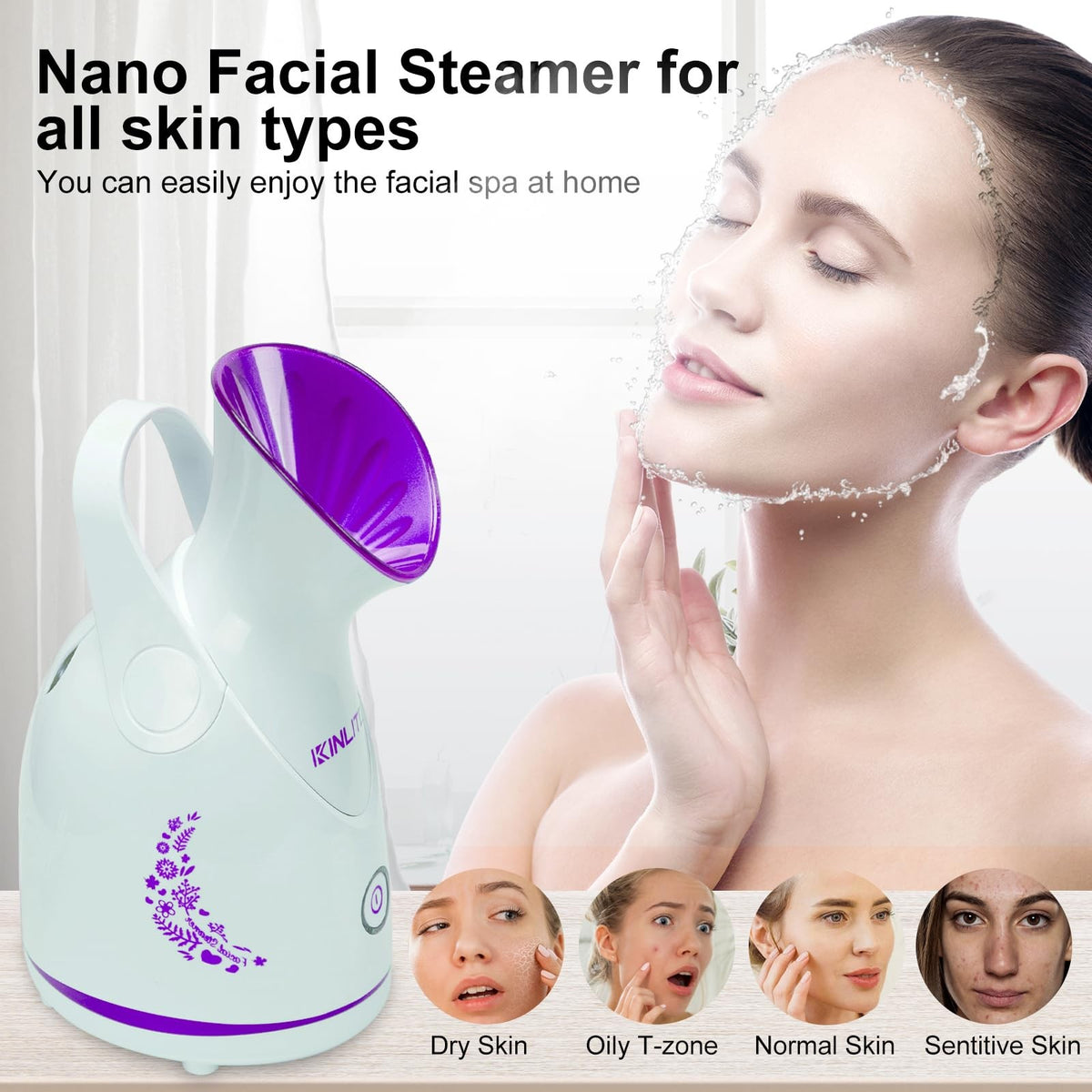 Nano Ionic Facial Steamer with Purple Finish - Skin Hydration & Pore Purification