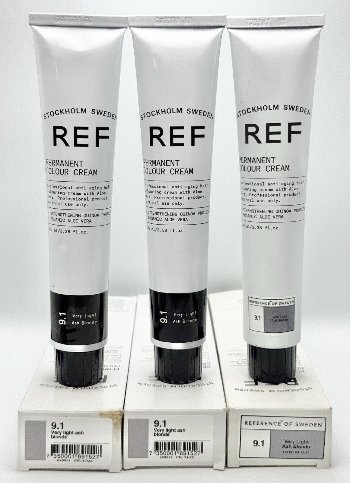 REF Professional Anti-Aging Haircolor 9.1 Very Light Ash Blonde - 3x