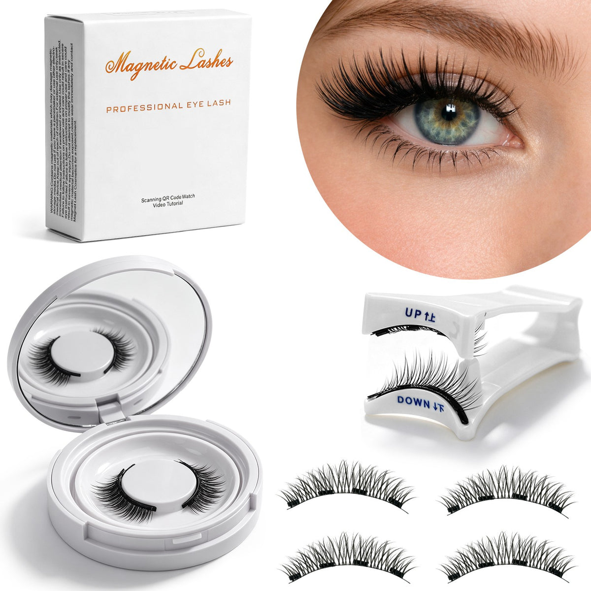 Magnetic Reusable Lash Kit – Natural Glam Eye Makeup Set with Eyelash Tools