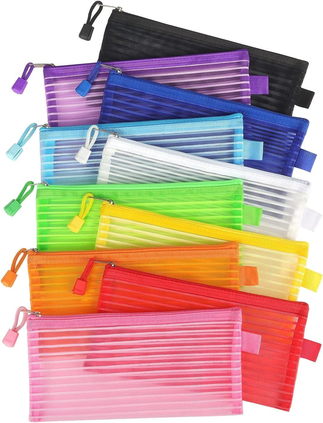 Colorful Travel Zipper Bags Set - Waterproof Organizer Pouches, 9x4.7 Inches