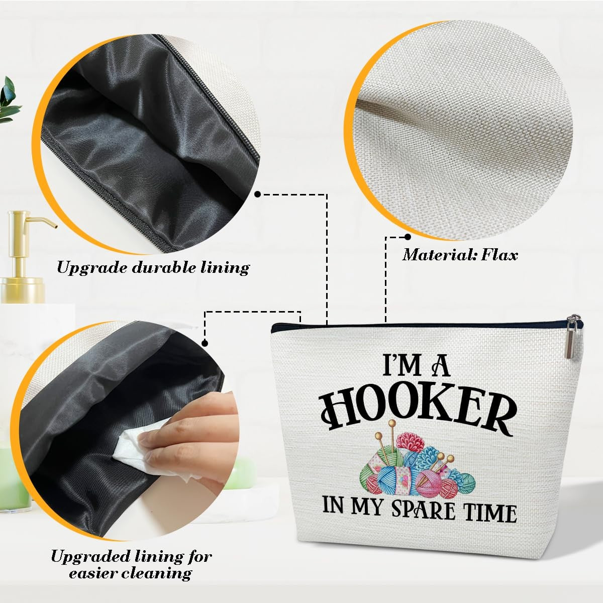 Waterproof Large Capacity Makeup Bag for Travel & Gifts – Crochet Lovers Design