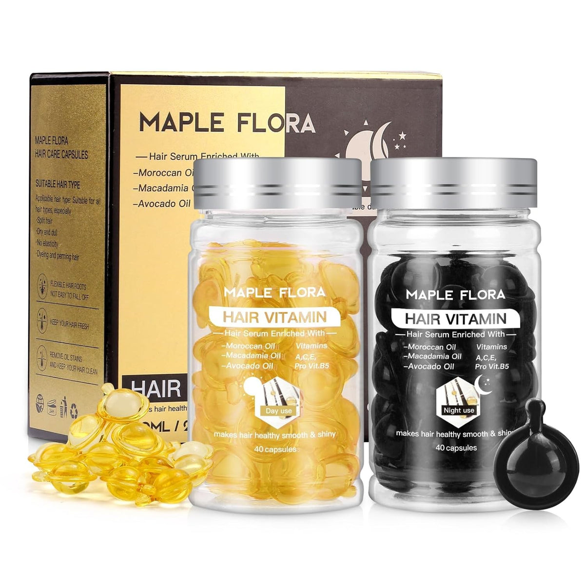 Hair Treatment Serum Capsules with Argan Macadamia Avocado Oils & Vitamins