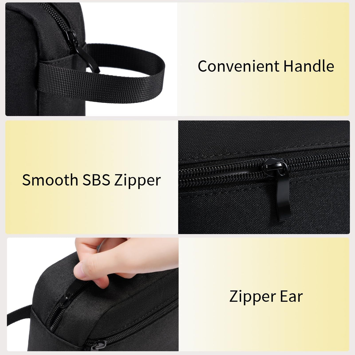 Travel Toiletry Bag with Hanging Hook Waterproof Cosmetic Organizer - Small Black