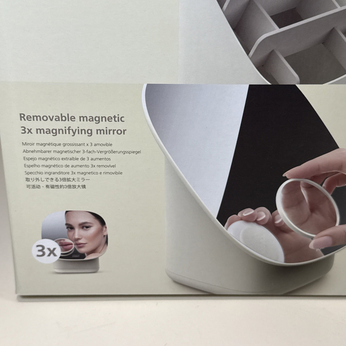 Joseph Joseph Viva Pedestal Mirror and Makeup Organizer with Removable Divider