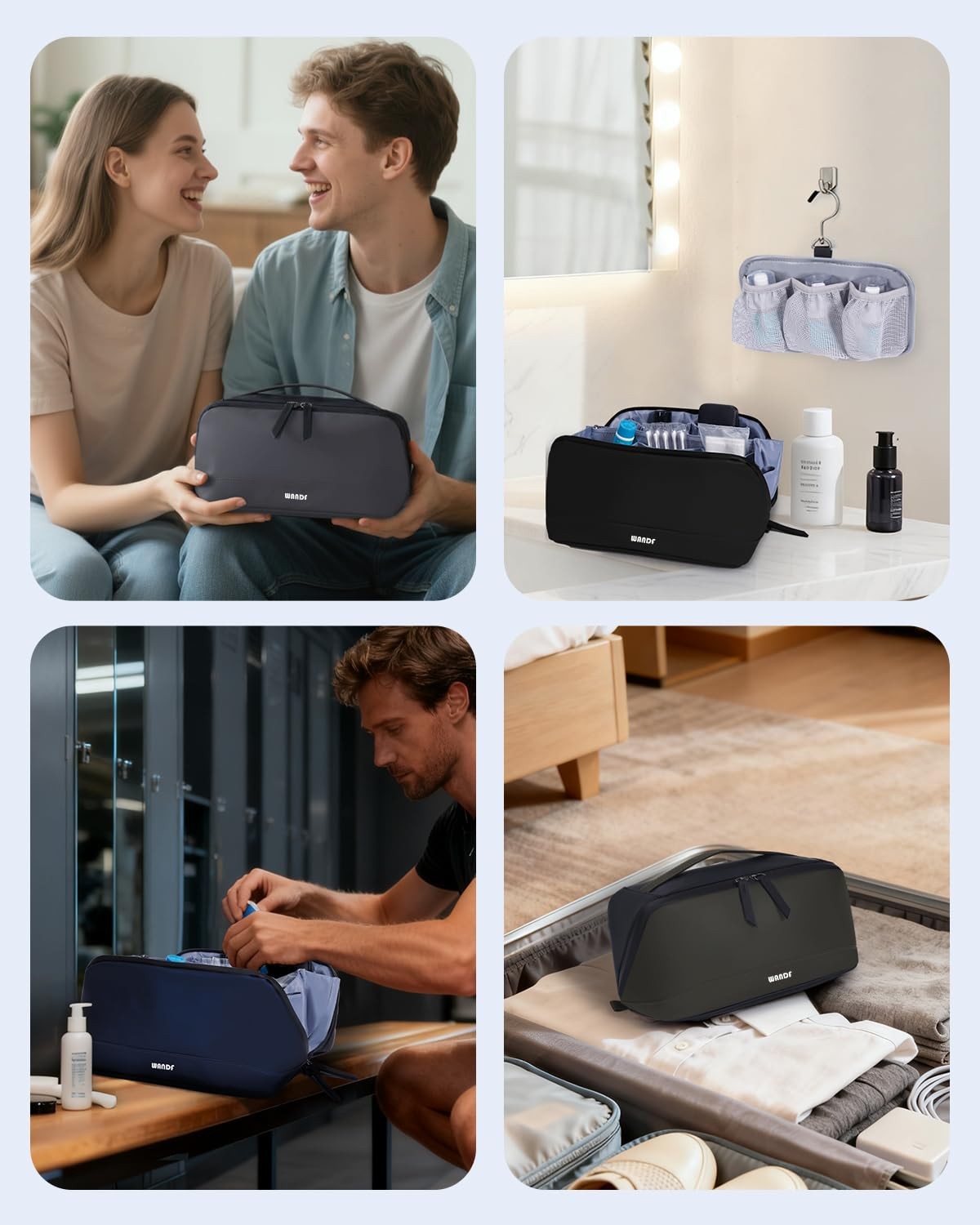 Waterproof Leather Toiletry Bag with Detachable Hanging Pouch - Travel Organizer for Men
