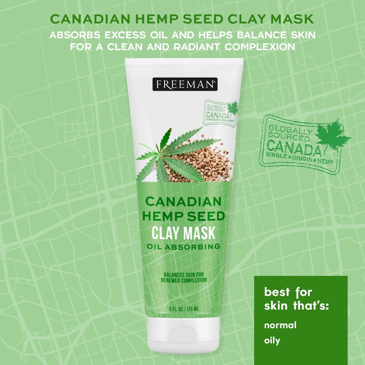 Hemp Seed Oil Clay Mask - Oil Control, 6 fl oz (24-Pack)