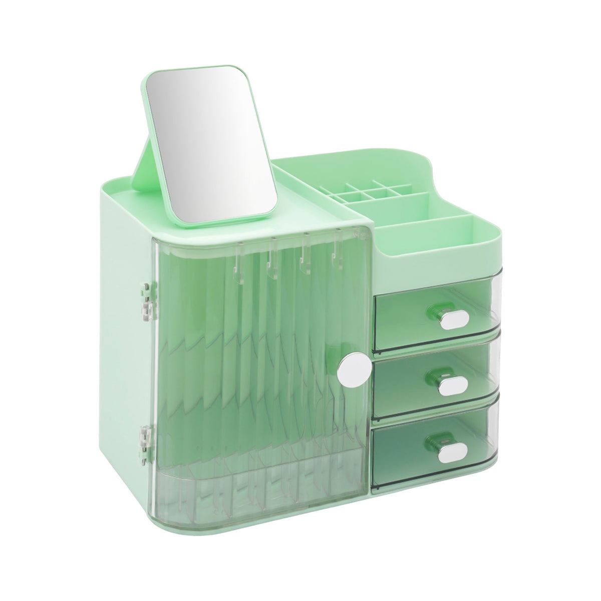 Large Makeup Storage Organizer with Mirror - 31x20x24cm PET Cosmetic Case