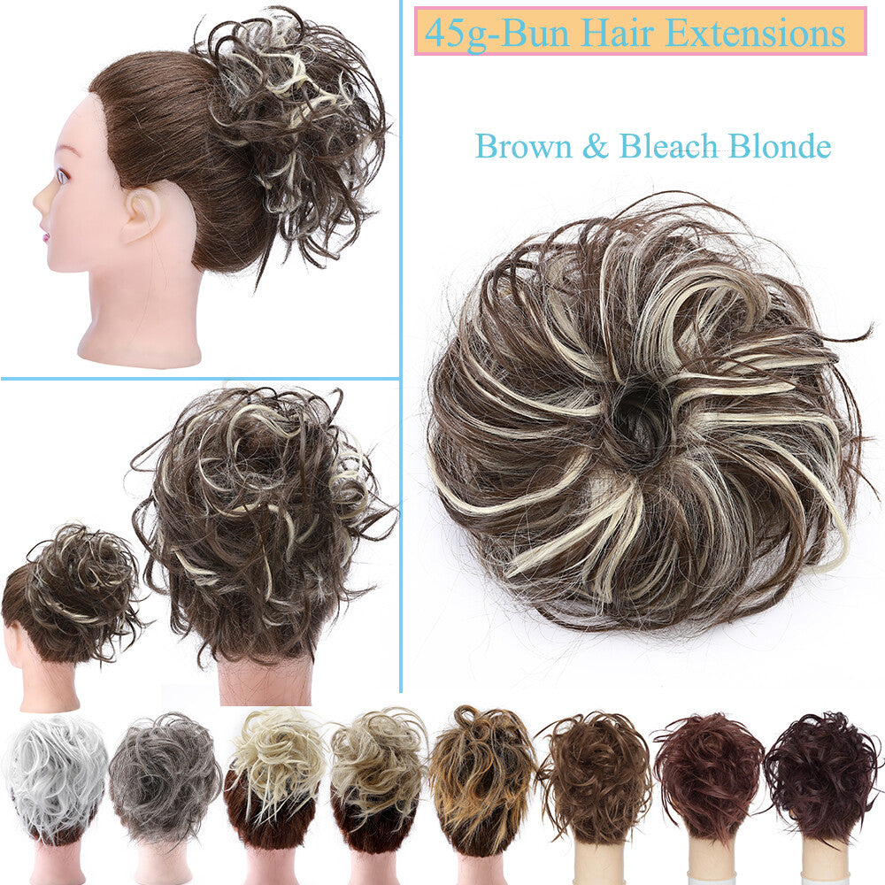 Messy Bun Scrunchie Hair Piece - Voluminous Synthetic Updo Cover for Thick Hair