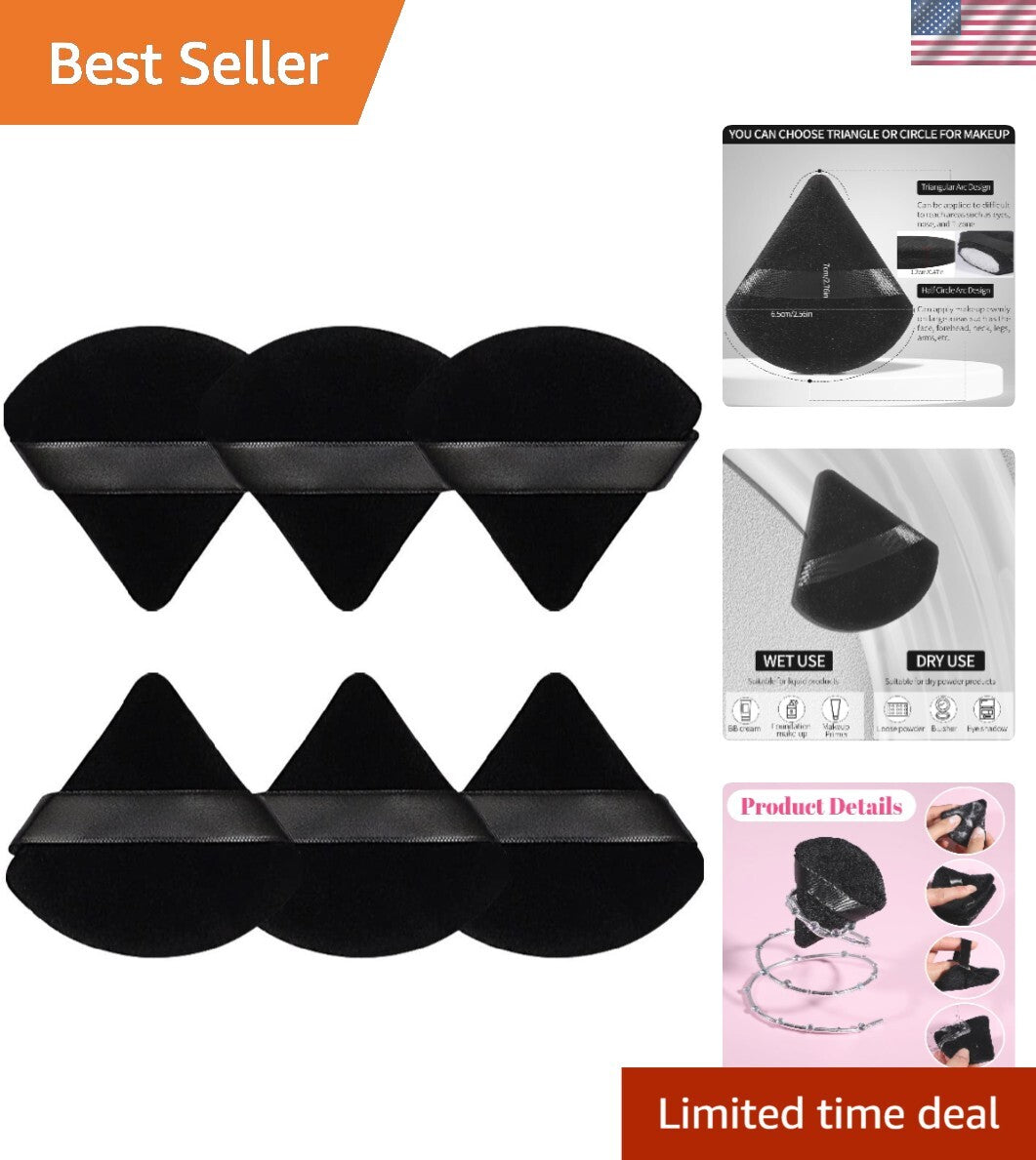 Dual-Use Triangle and Round Makeup Puffs - 6 Pack for Flawless Application