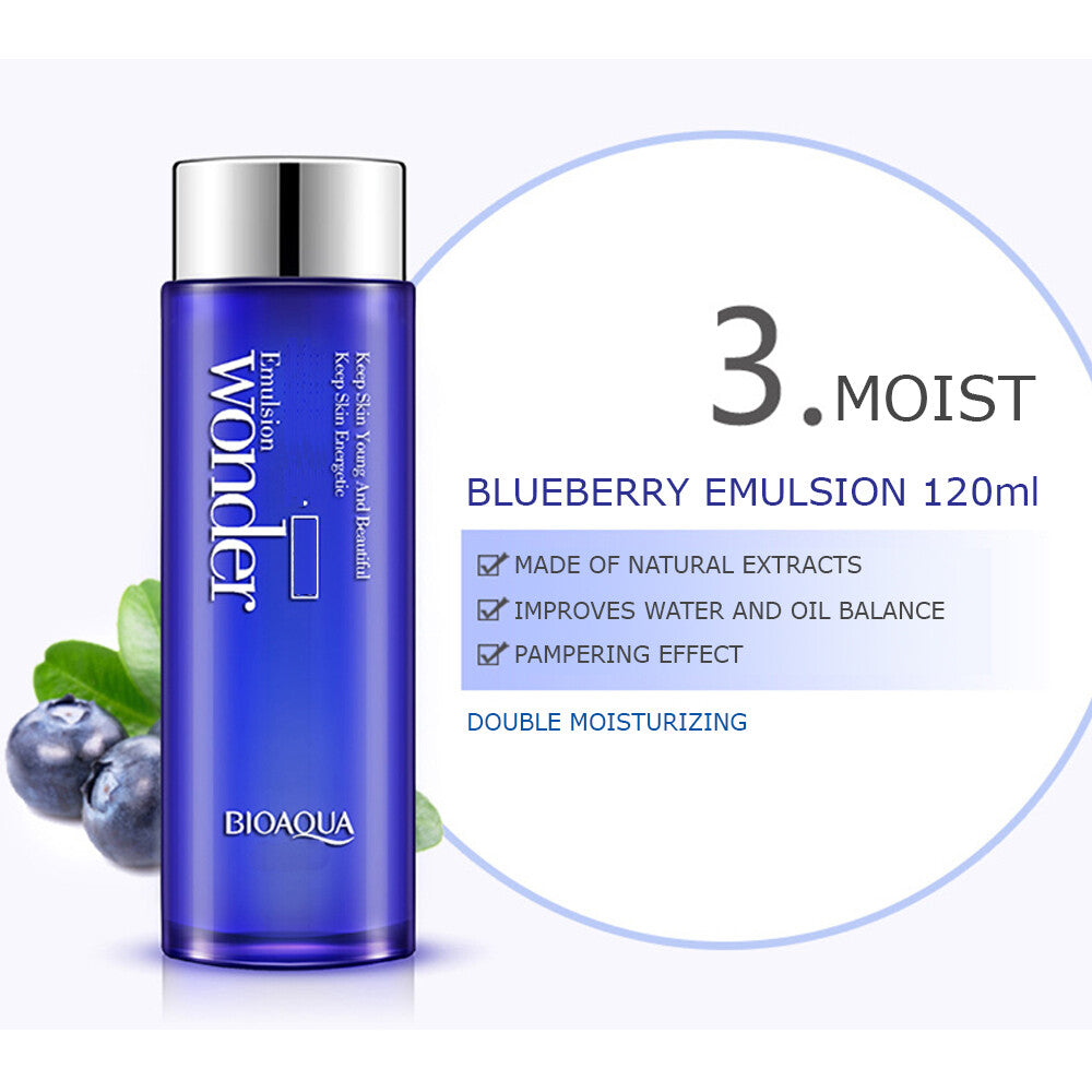 Blueberry Skin Care Set - Facial Cleanser Toner Serum BB Cream Moisturizer