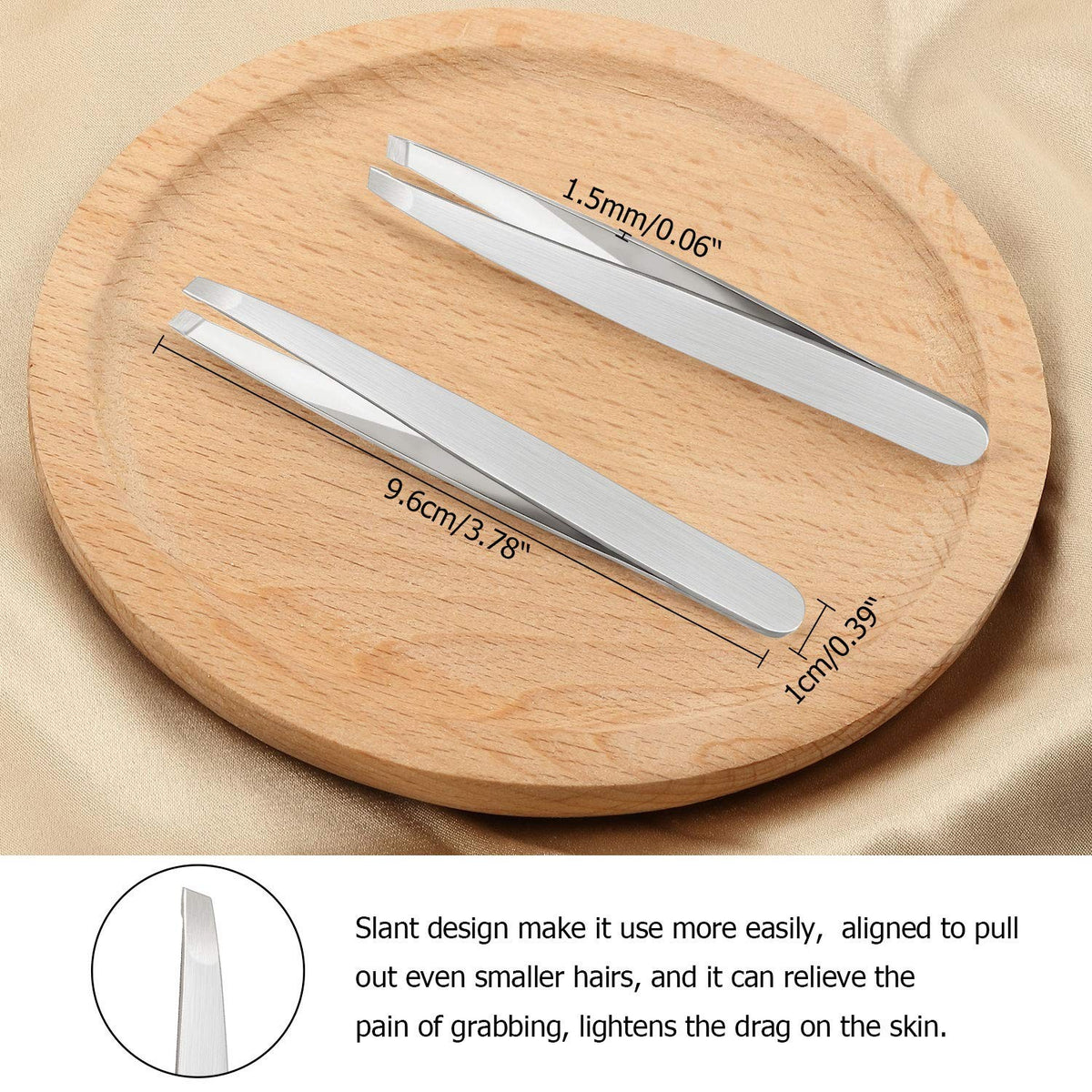 Eyebrow Tweezers Set - 12 Pcs Stainless Steel Slanted Tip Facial Hair Remover