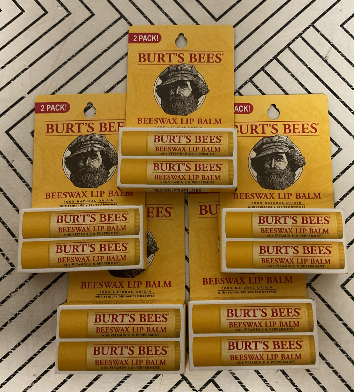 Beeswax Lip Balm Set - Natural Vitamin E & Peppermint, 5 Pack