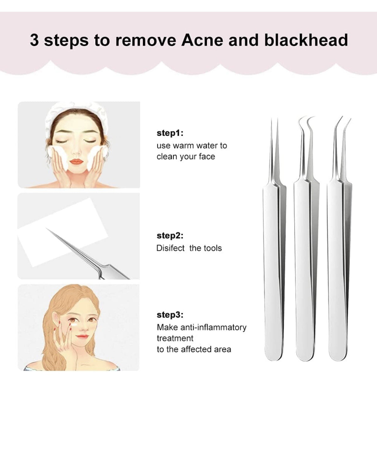 3-Piece Blackhead Remover Kit - Pimple & Acne Extraction Tools Set