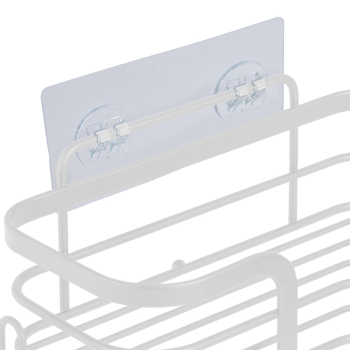 Adhesive Corner Shower Shelf Set - White, Rust-Proof Wall Mount Bathroom Caddy