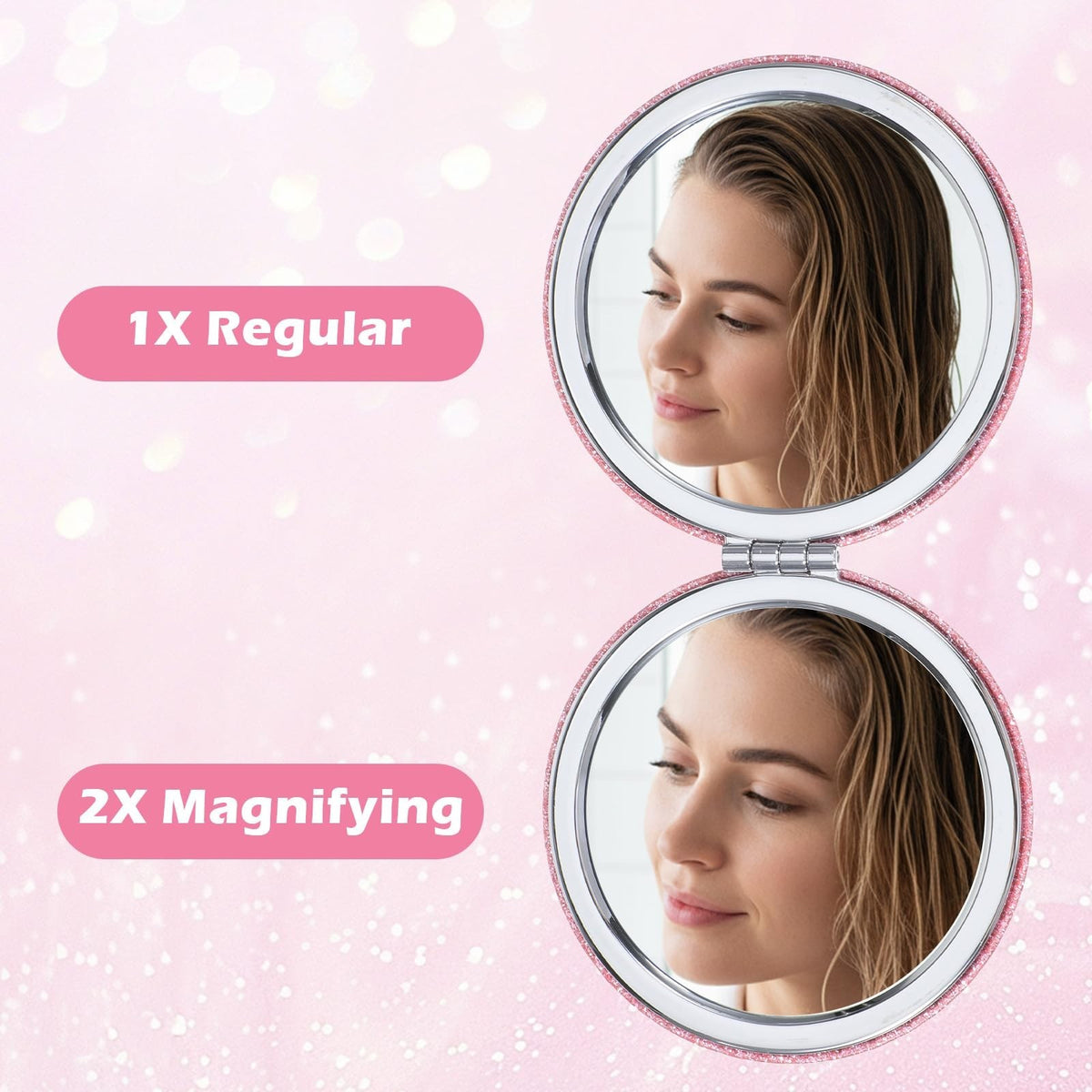 3 Pack Compact Purse Mirrors with 2X Magnification for Women and Girls