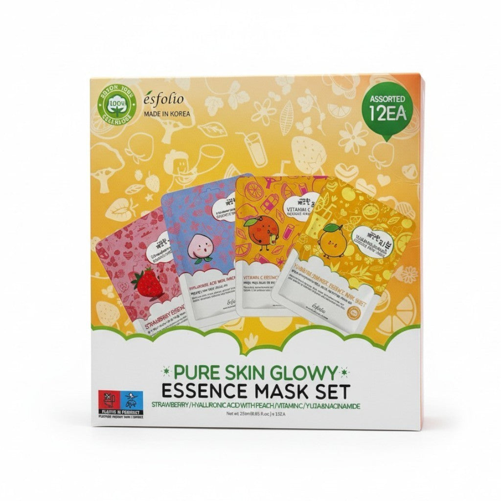 Pure Skin Glowy Essence Mask Set - Strawberry Peach