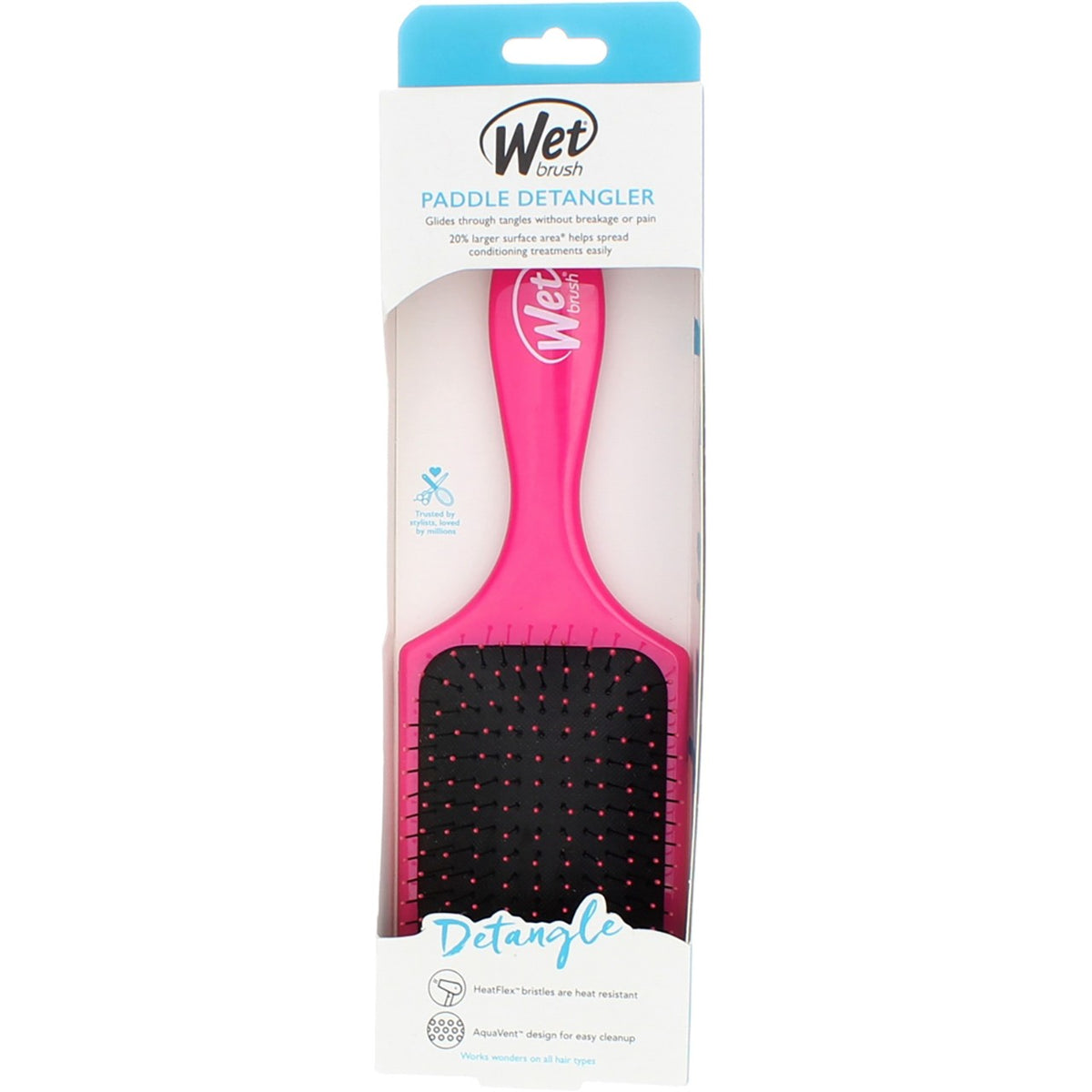 Wet Brush Paddle Detangler Hair Brush - Pink, Vented & Heat Resistant