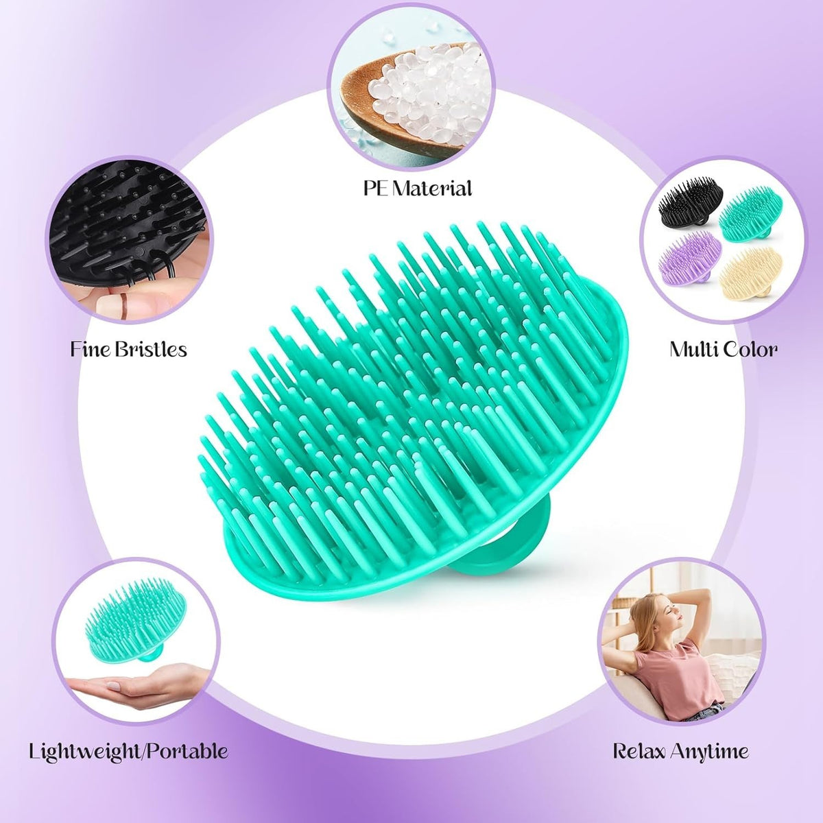 Scalp Exfoliating Brush Set for Hair Health & Dandruff Relief - 4 Colors