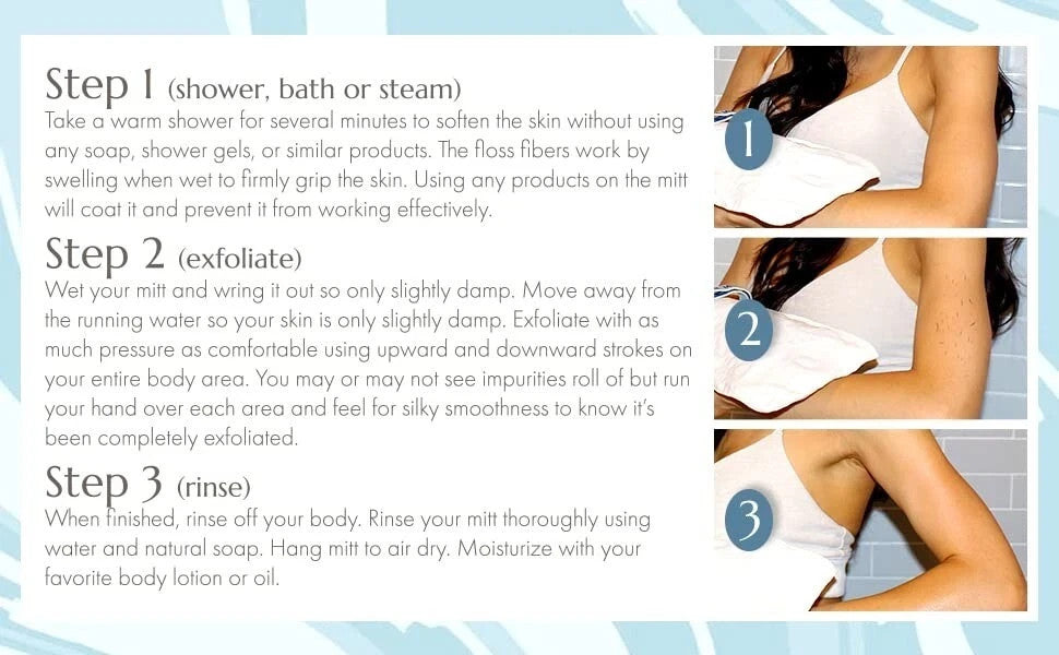 MicrodermaMitt Deep Exfoliating Body Mitt Natural Glove for Smooth,