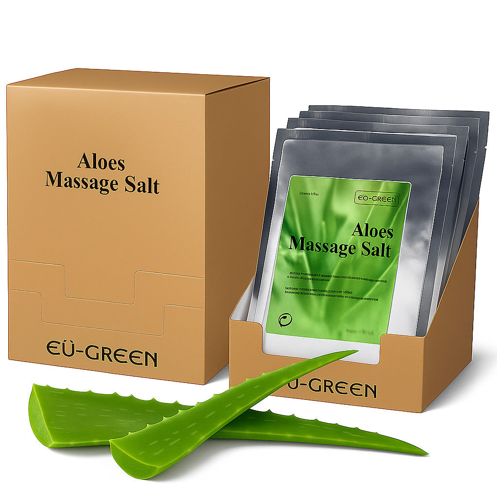 Exfoliating Massage Salt Set with Aloe, Rose & Vanilla for Spa Bath & Body