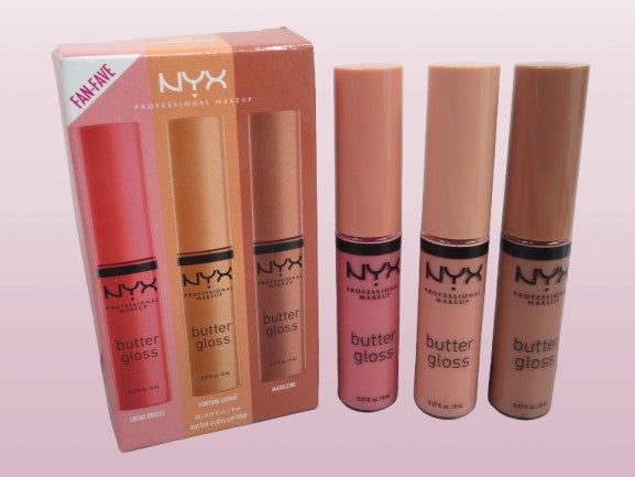 NYX Butter Gloss Lip Trio - Creme Brulee, Fortune Cookie, Madeline