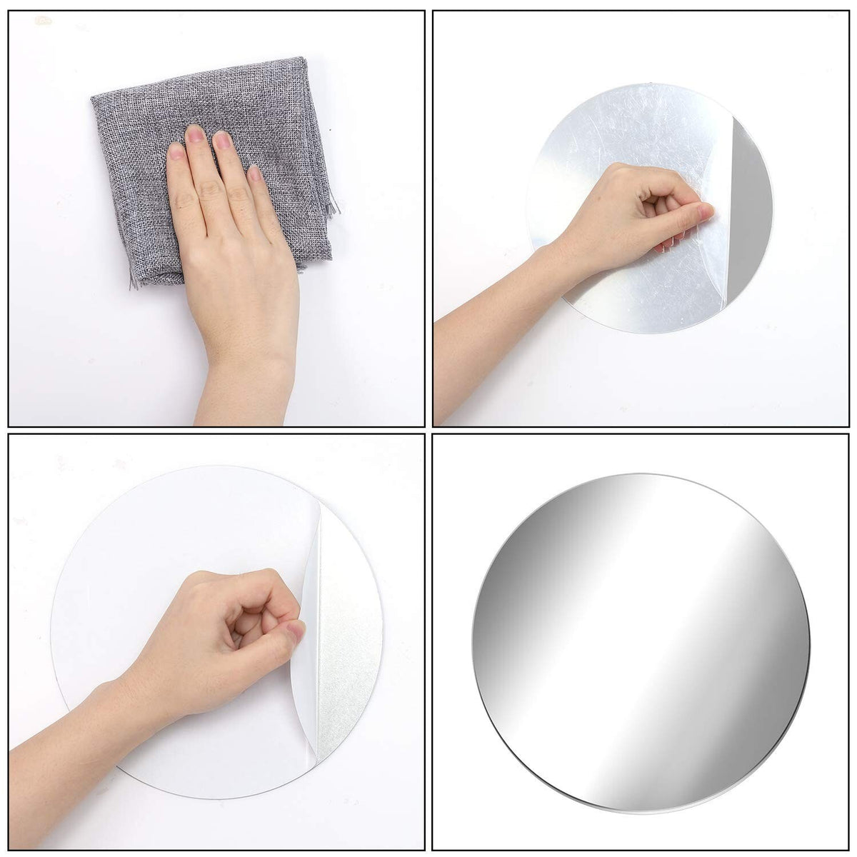 8-Inch Acrylic Round Mirrors Pack - Self-Adhesive Wall Decor, Safe & Durable