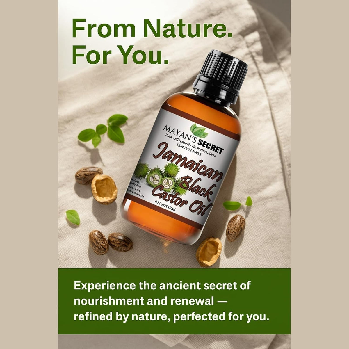 Black Jamaican Castor Oil 4oz Cold Pressed Organic Hair & Skin Oil
