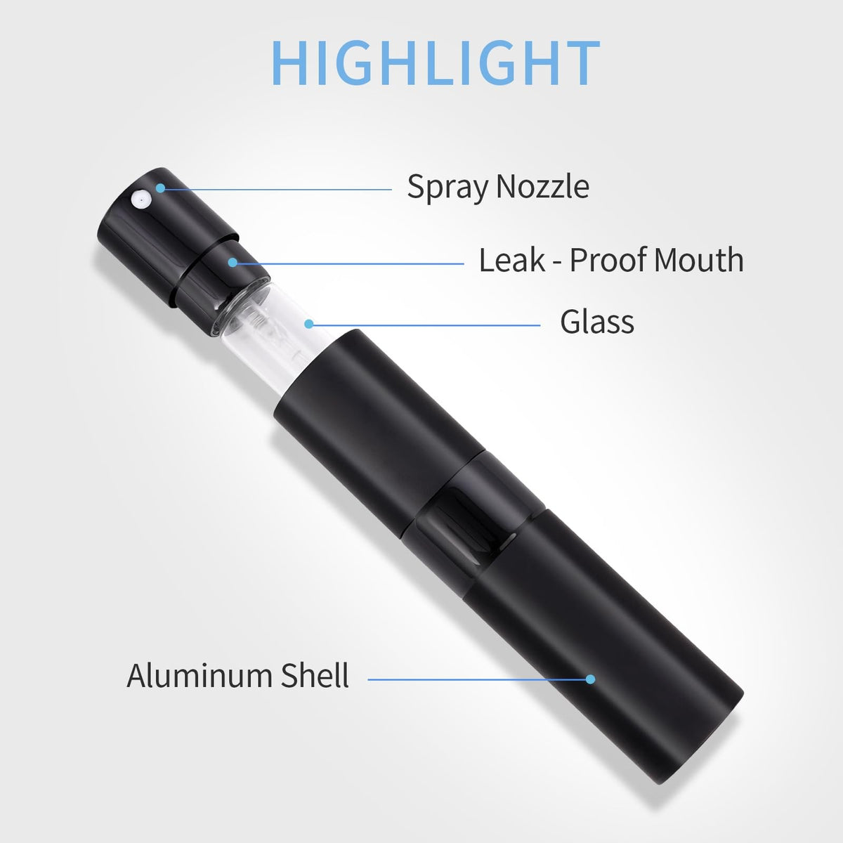Refillable Travel Perfume Atomizer 8ml Black Portable Spray Bottle