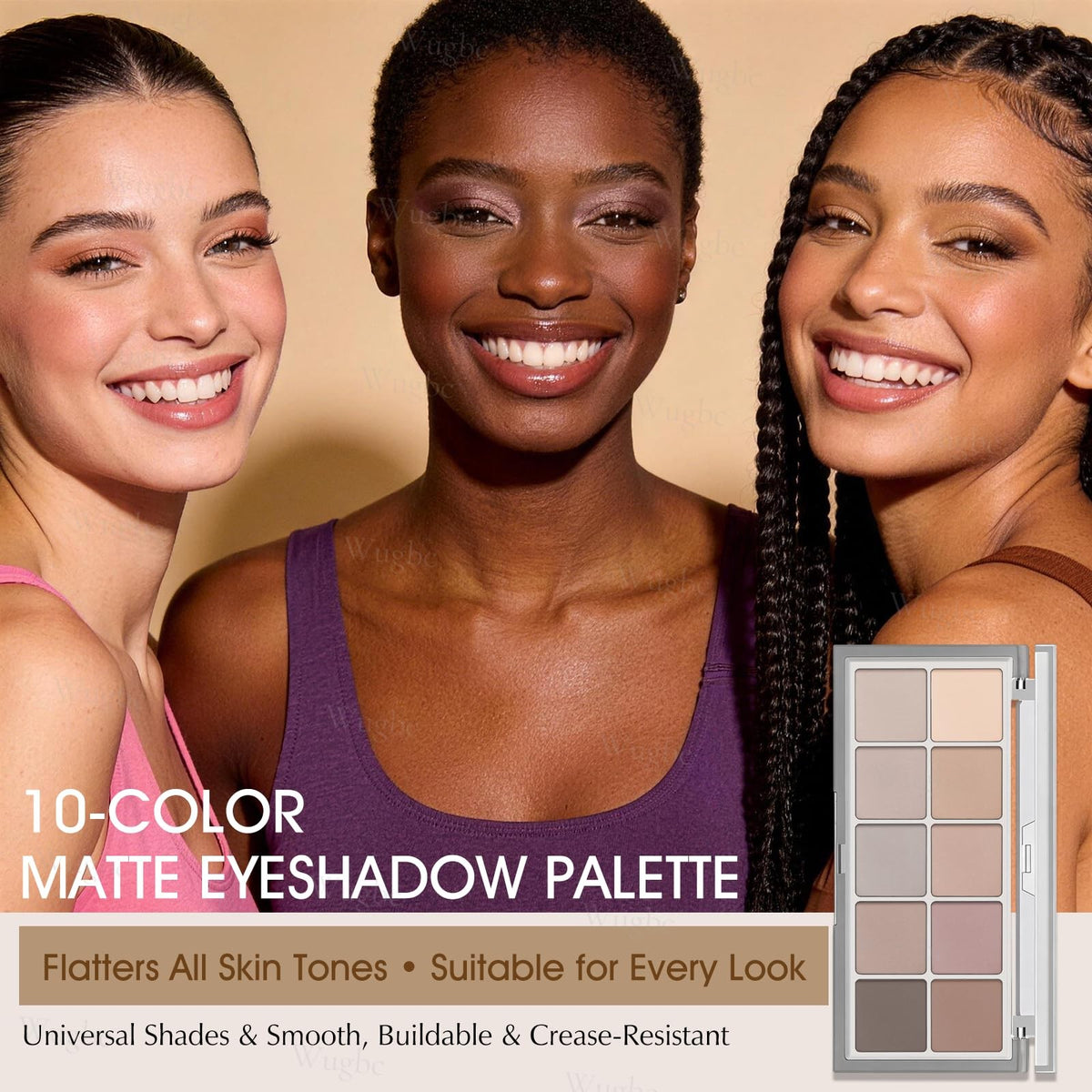 Matte Eyeshadow Palette - Neutral Taupe Mauve Grey Brown 10 Colors