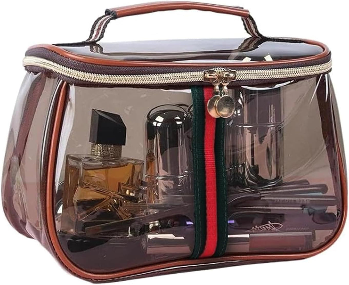 Large Waterproof Retro Cosmetic Organizer Bag - Transparent Makeup & Travel Storage