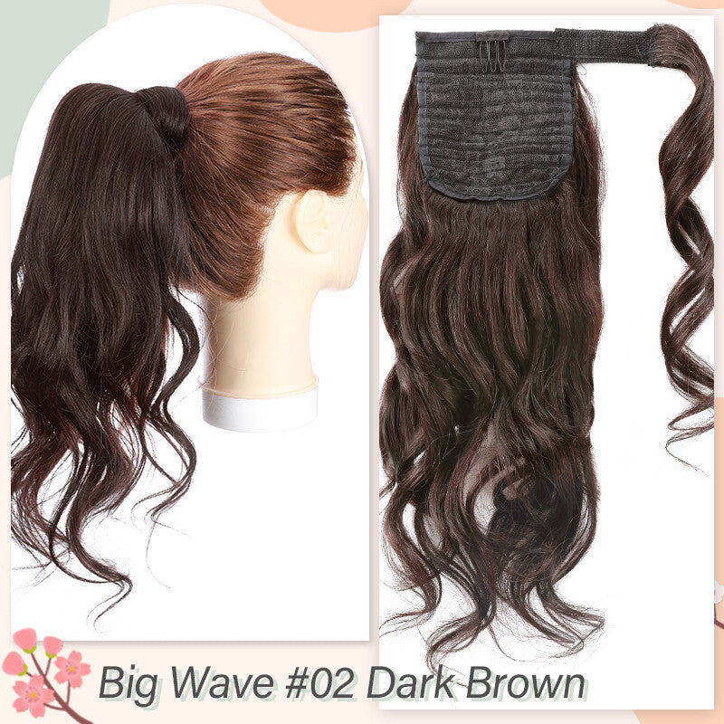 Remy Human Hair Ponytail Extensions Wrap Around Clip-In Hairpiece