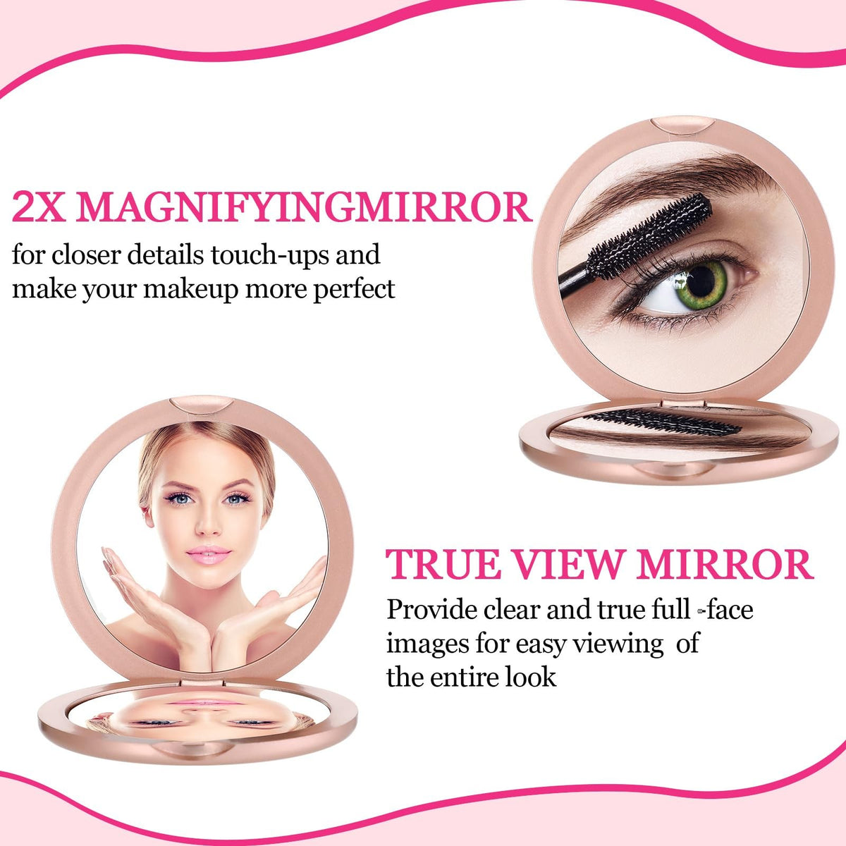 24-Piece Inspirational Compact Mirror Gift Set – Rose Gold Round Pocket Mirrors with Cards & Organza Bags